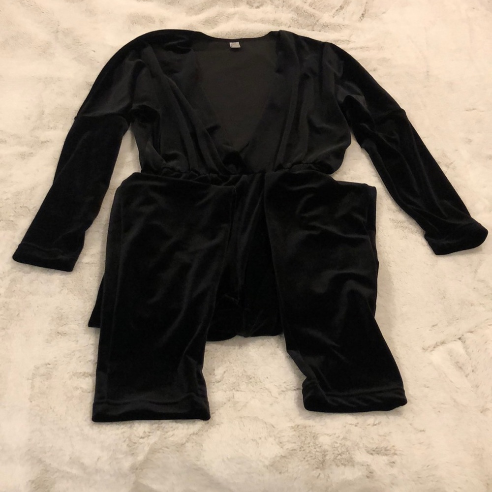 American apparel deep v velvet jumpsuit